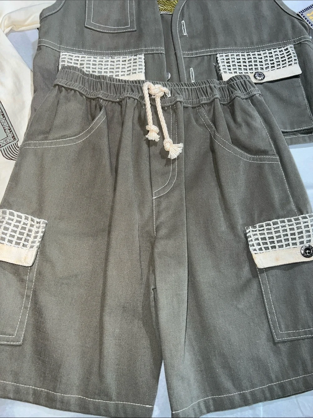 Vintage Kids 3 Piece Safari Set With Shirt, Shorts and Cargo Vest.​